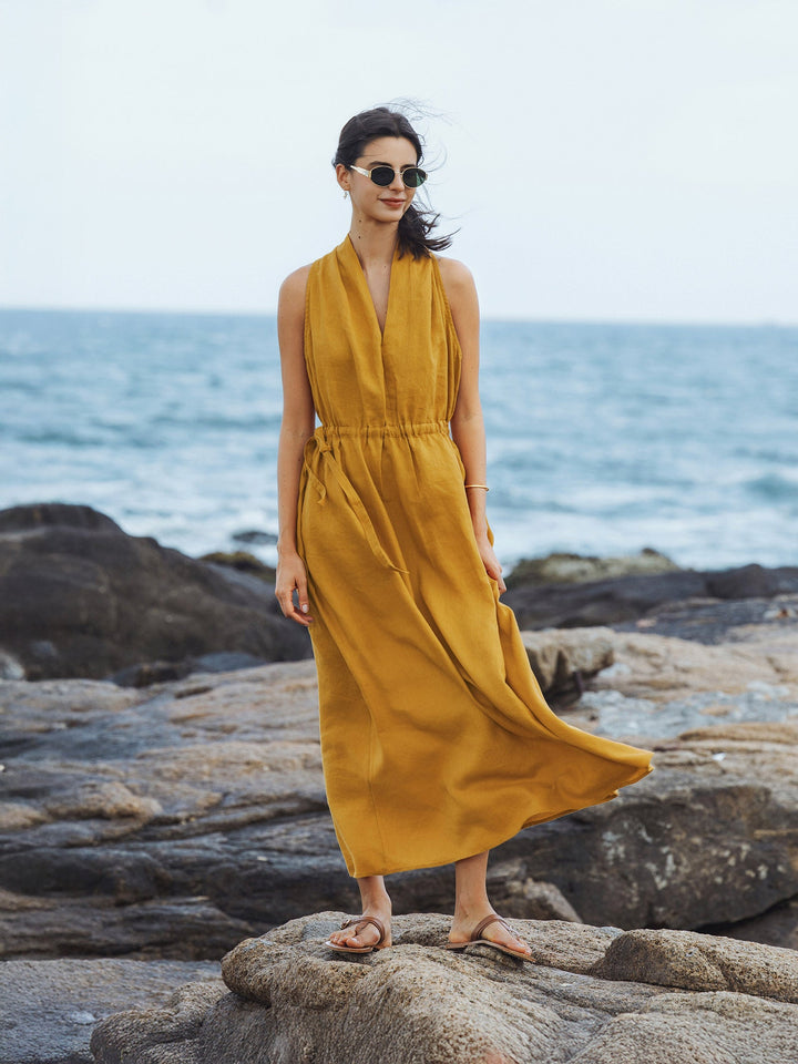 V-Neck Halter Maxi Dress BETH