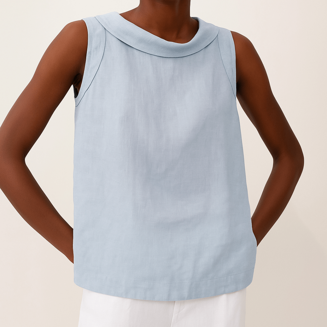 Avice Sleeveless Roll Collar Top