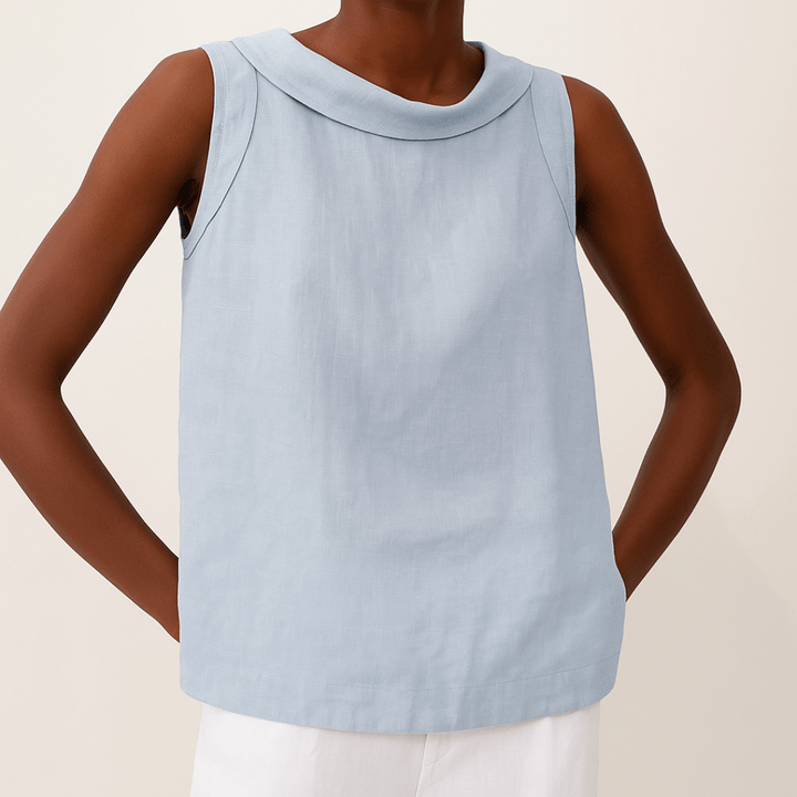 Avice Sleeveless Roll Collar Top