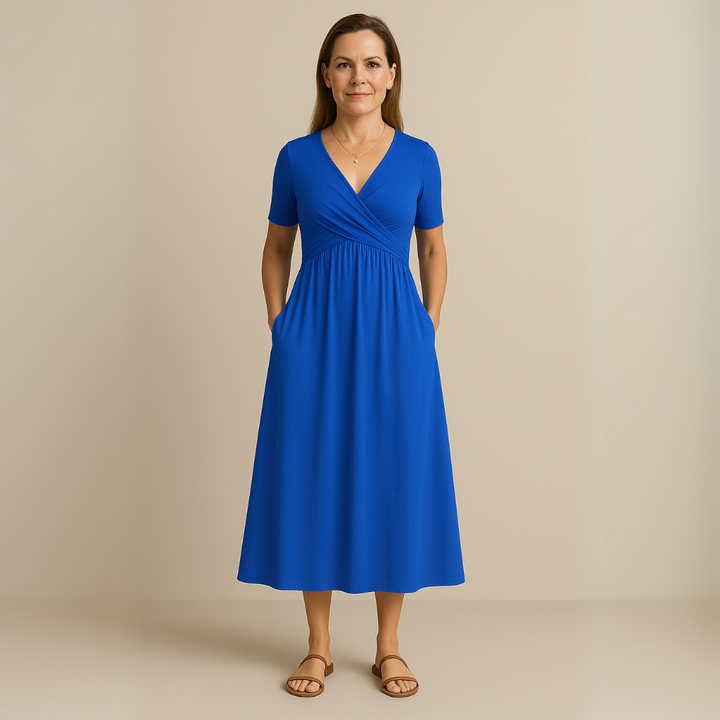Anny | Stylish V-Neck Midi Dress