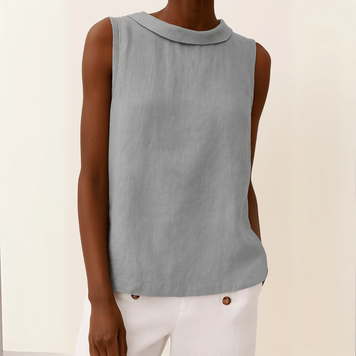 Avice Sleeveless Roll Collar Top