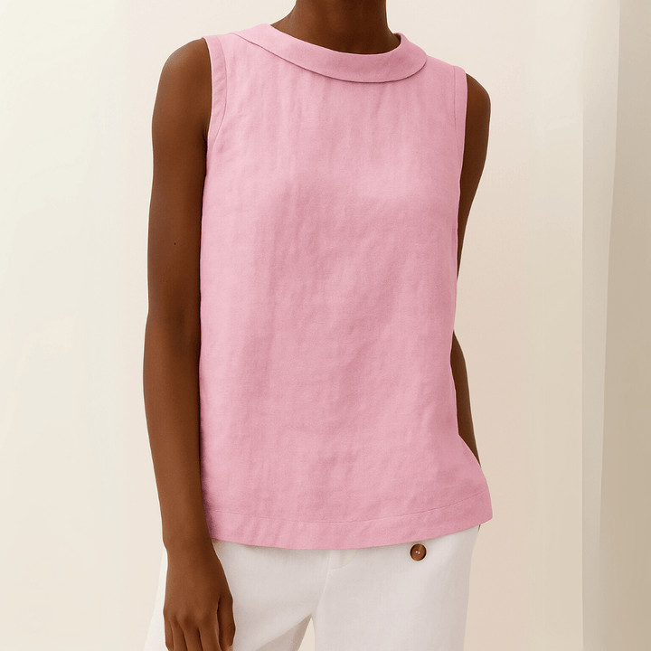 Avice Sleeveless Roll Collar Top