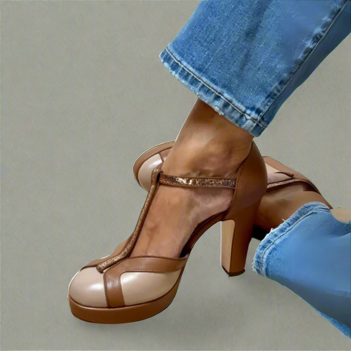 Addison | Stylish T-Strap High Heels