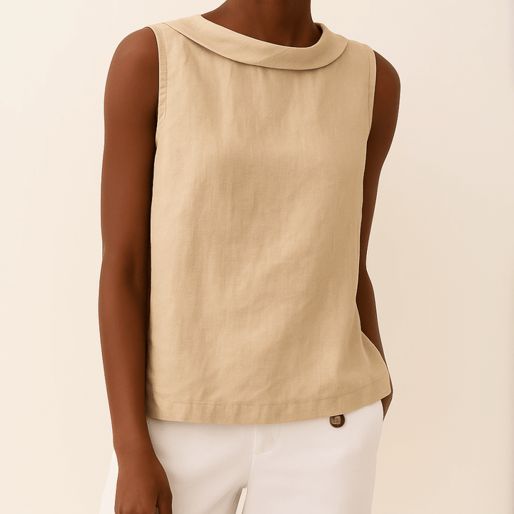 Avice Sleeveless Roll Collar Top
