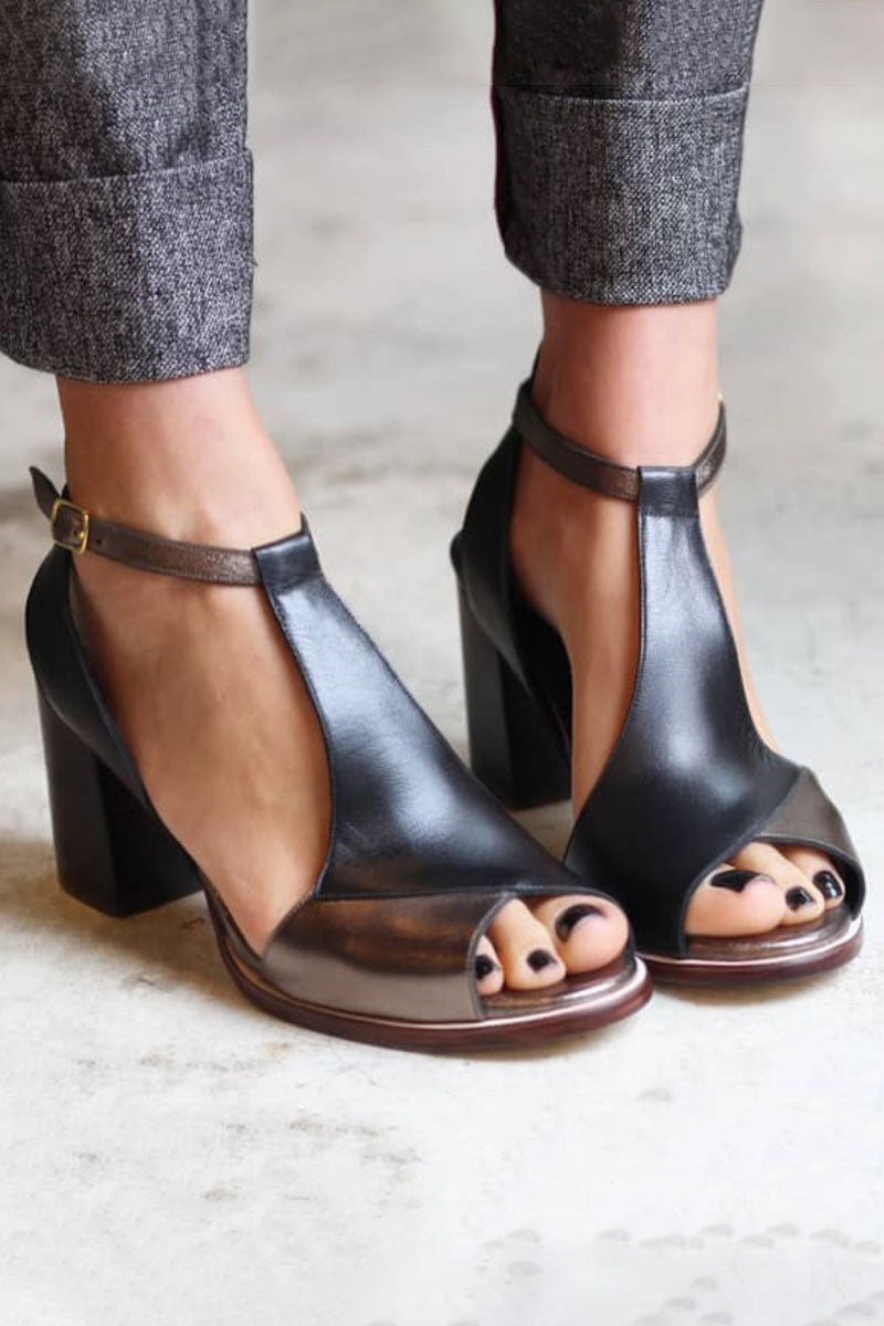 Riley | Two-Tone Peep-Toe Heels
