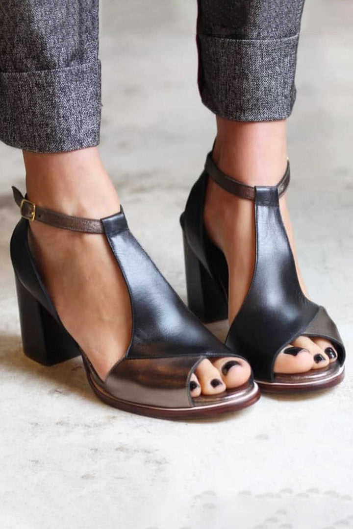Riley | Two-Tone Peep-Toe Heels