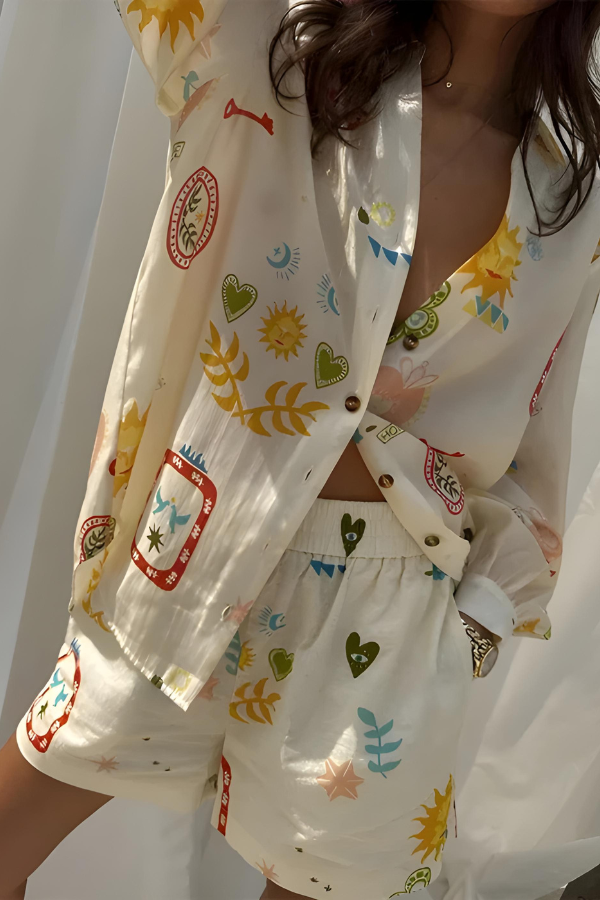 Caroline | Printed Shirt and Shorts Set