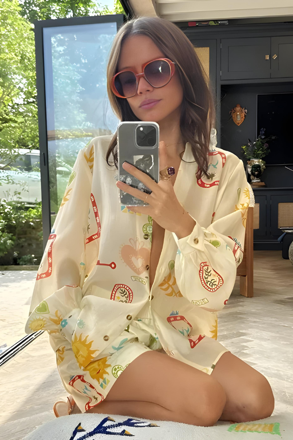 Caroline | Printed Shirt and Shorts Set
