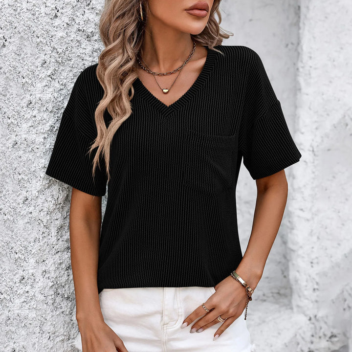 Aveline | Women’s Solid V-Neck Knitted Tunic Top with Pocket