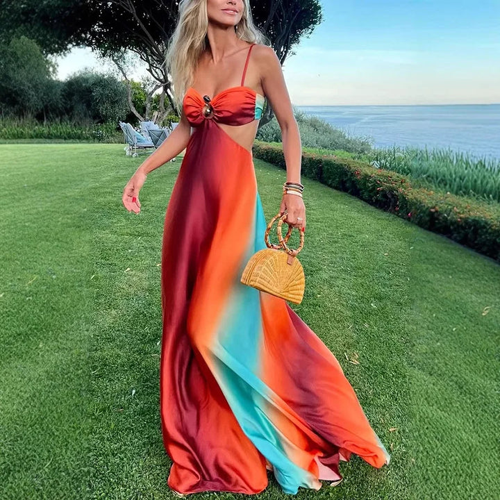 Kira | Satin Maxi Dress with Knot Front