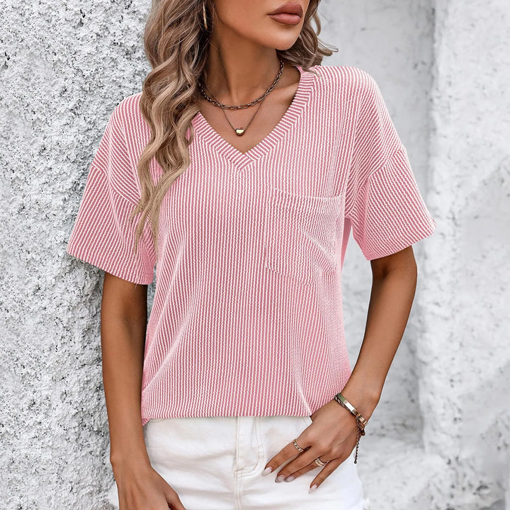Aveline | Women’s Solid V-Neck Knitted Tunic Top with Pocket