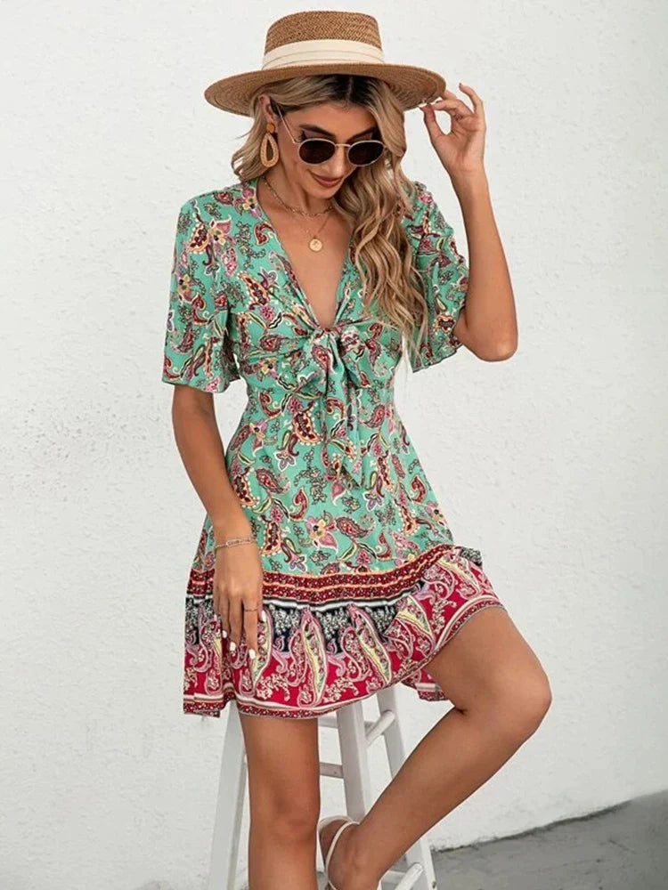 Sarah | Floral Tie-Front Dress