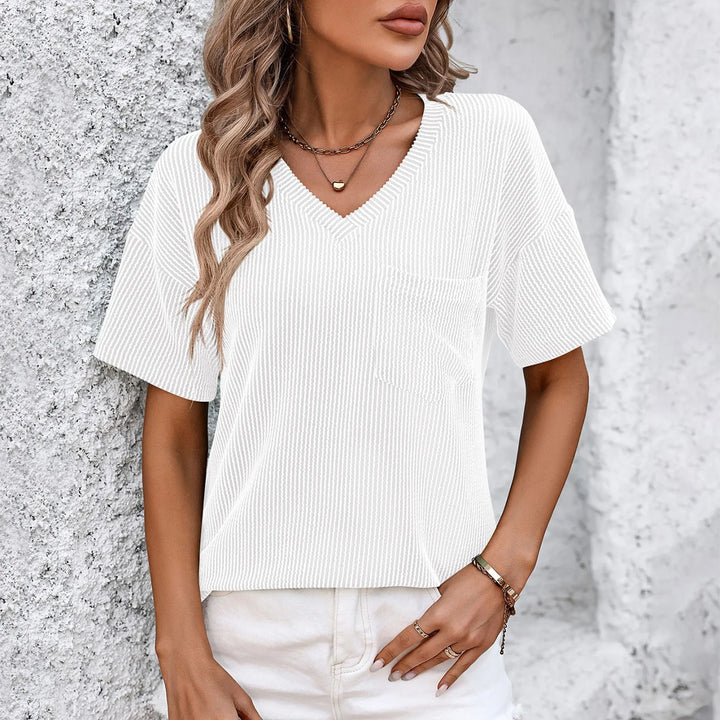 Aveline | Women’s Solid V-Neck Knitted Tunic Top with Pocket