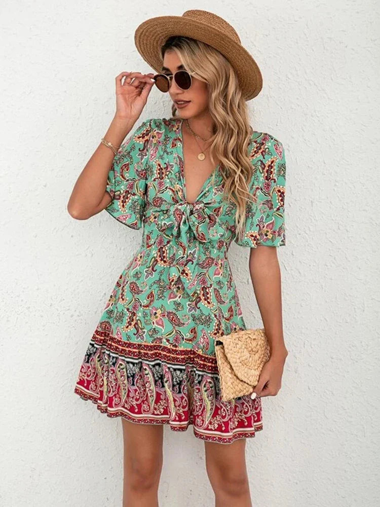 Sarah | Floral Tie-Front Dress