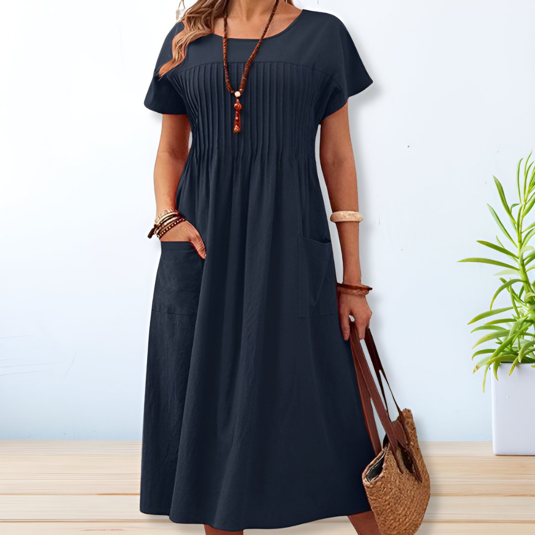 Leonie | Pleated Pocket Midi Dress