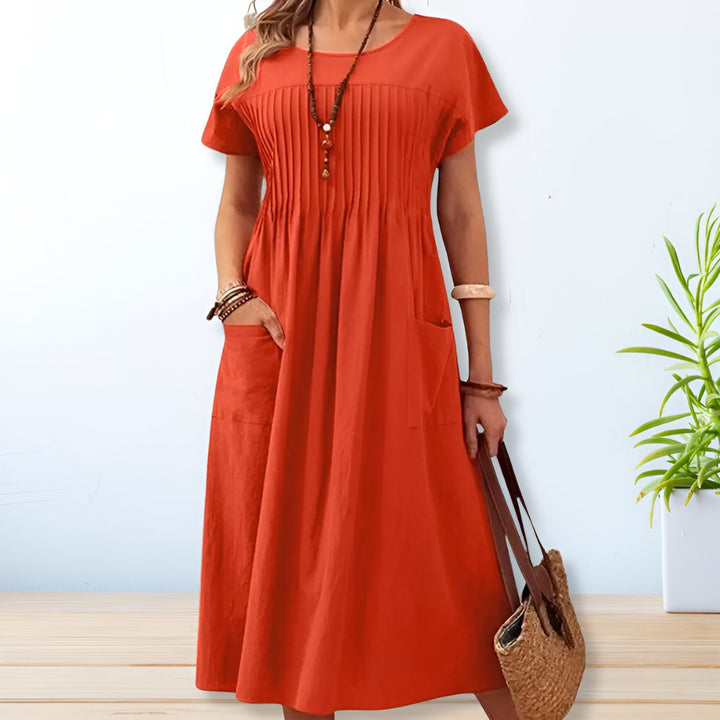 Leonie | Pleated Pocket Midi Dress