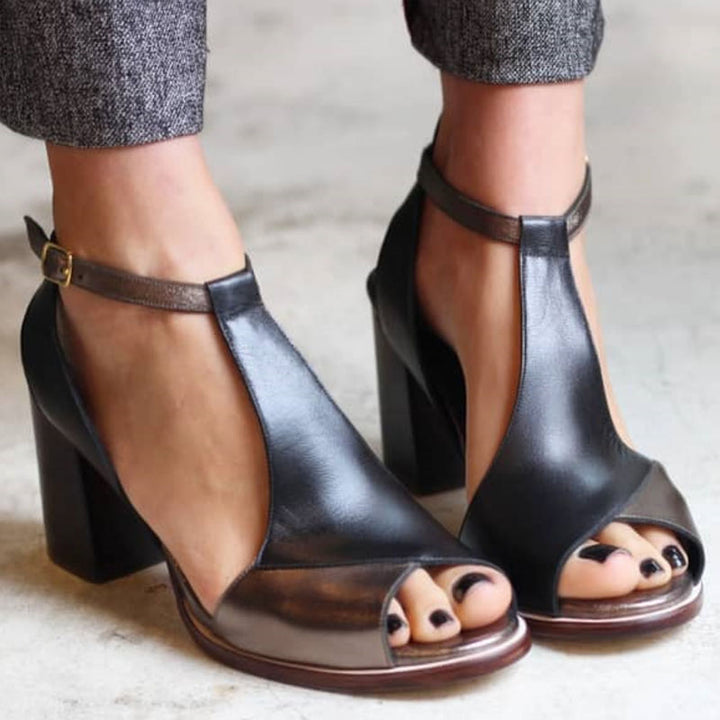 Riley | Two-Tone Peep-Toe Heels
