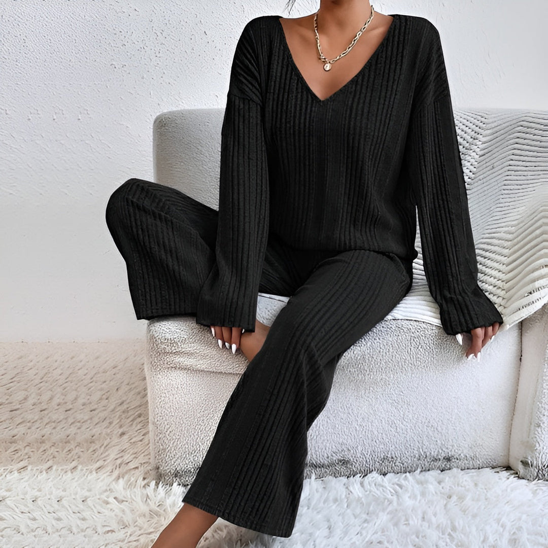 Wilma™ | Ribbed V-neck sweater set