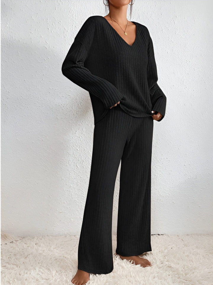 Wilma™ | Ribbed V-neck sweater set