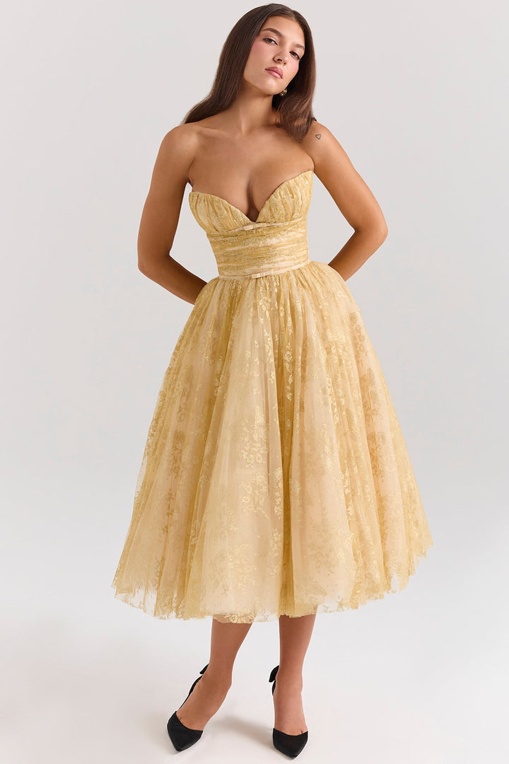Millie | Golden Corset Dress