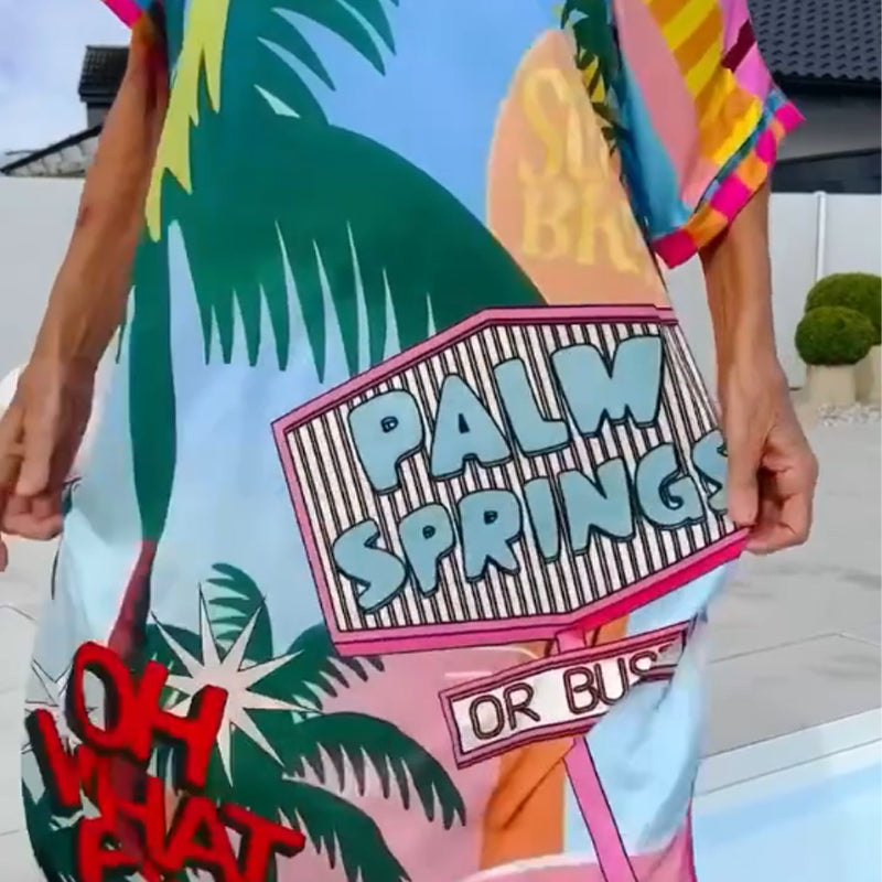 Women’s Fashion Print Short Sleeve V-Neck Dress
